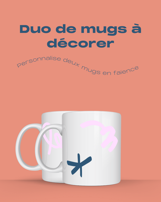 Duo de mugs à décorer - Peinture sur émail sans four de potier