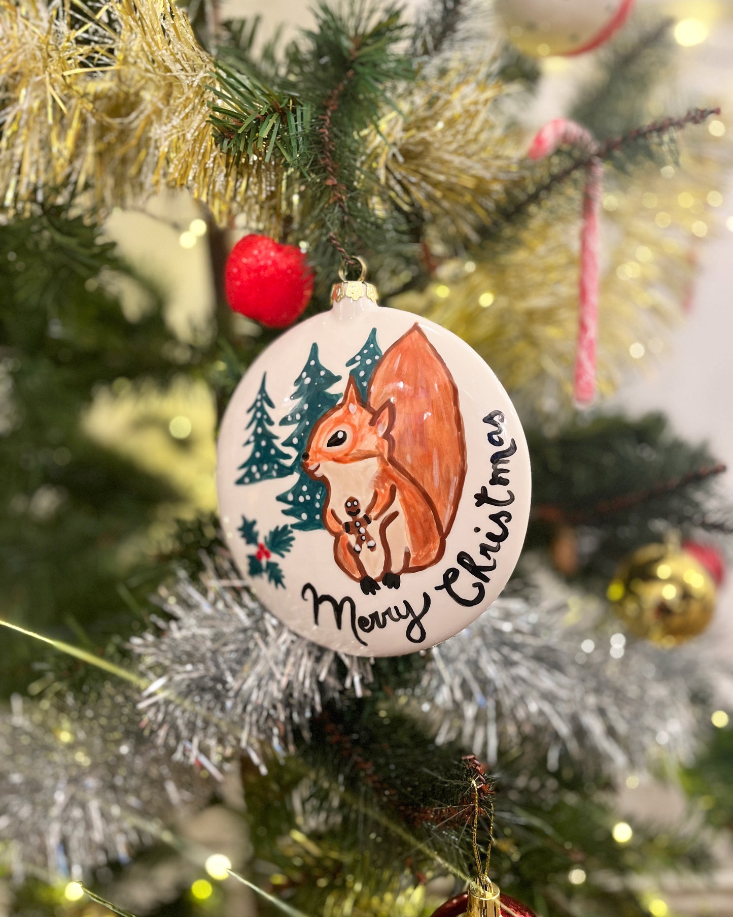 Ceramic to decorate - XL flat round Christmas ball 15cm