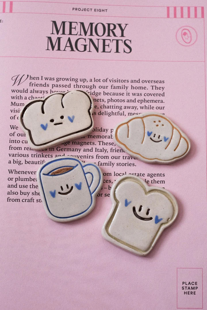 Lot de 4 magnets Croissants Bleu Clémentine ☕️🥐