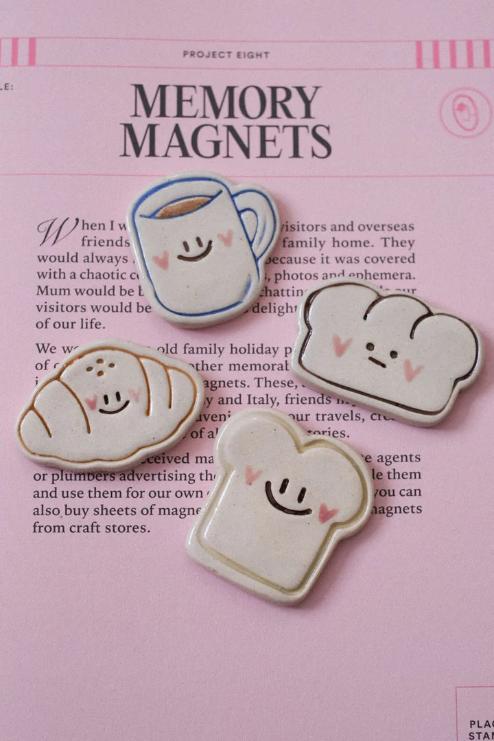 Lot de 4 magnets Croissants Bleu Clémentine ☕️🥐