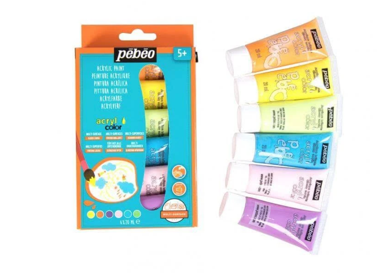 Set de peinture Acrylcolor Pébéo Pastel - 6 x 20 ml