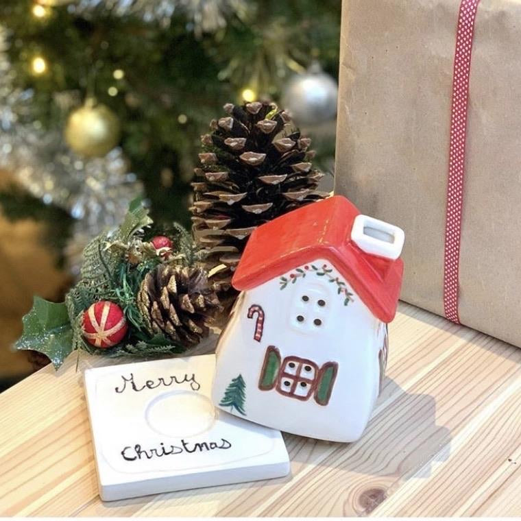 Ceramic to decorate - Homemade Christmas tealight holder